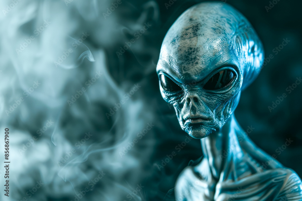 Close up of scary gray alien Close up of scary gray alien