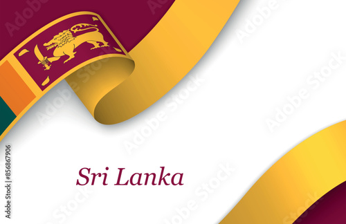 Ribbon with fllag of Sri Lanka on white background