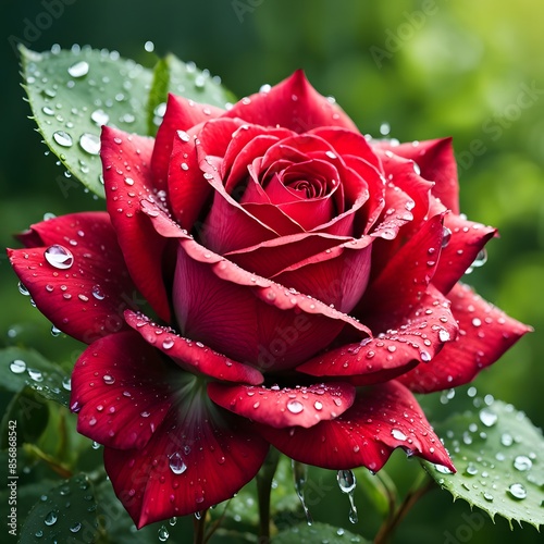 red rose with water drops