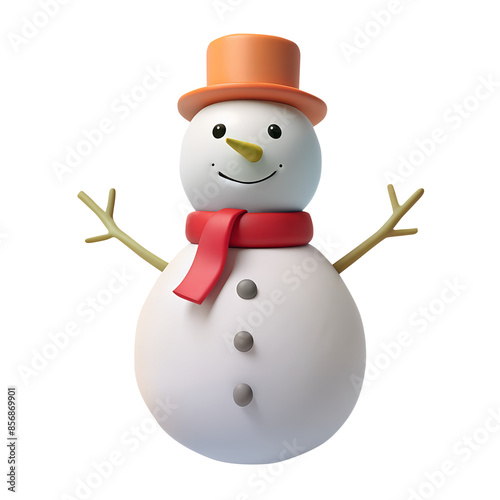 snowman 3D illustration on transparent bg