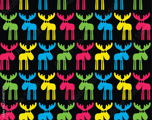 Elks of different colors. Seamless background
