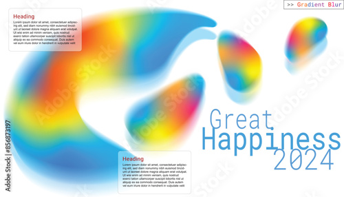 Gradient Blur Infographic for business template. Presentation concept with infographic in modern element, blur motion. Great Happiness 2024, Infographic .