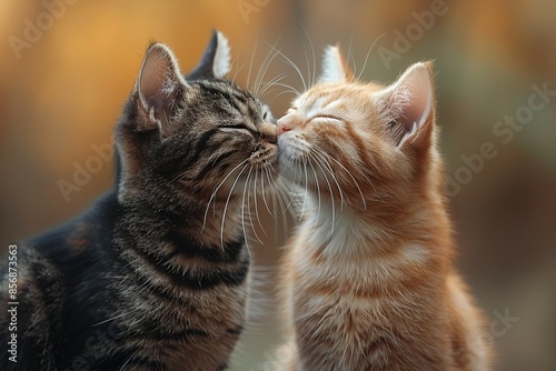 Two Cats kissing each other photo