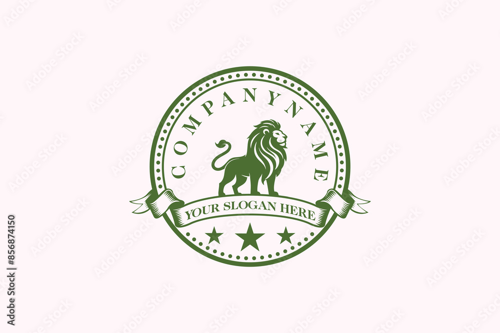 luxury lion standing logo design concept premium vector template