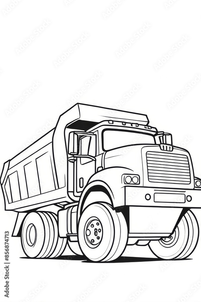 Dump truck Kids/ adults coloring page book art, line art illustration Dump truck Kids/ adults coloring page book art, line art illustration