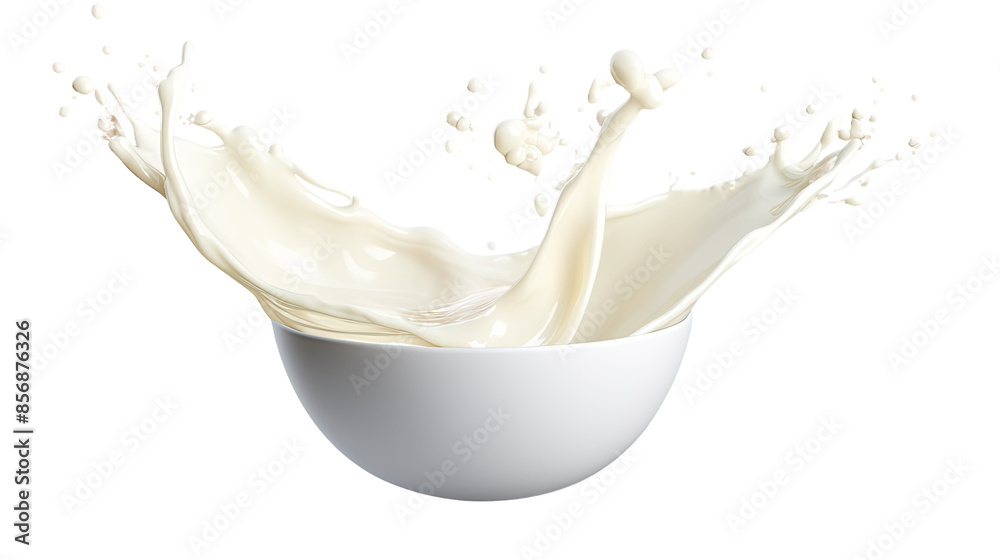 Splashing Milk in White Bowl - Top View 3D Render Isolated on Transparent Background | Digital Art Flat Lay Clip PNG Splashing Milk in White Bowl - Top View 3D Render Isolated on Transparent Background | Digital Art Flat Lay Clip PNG