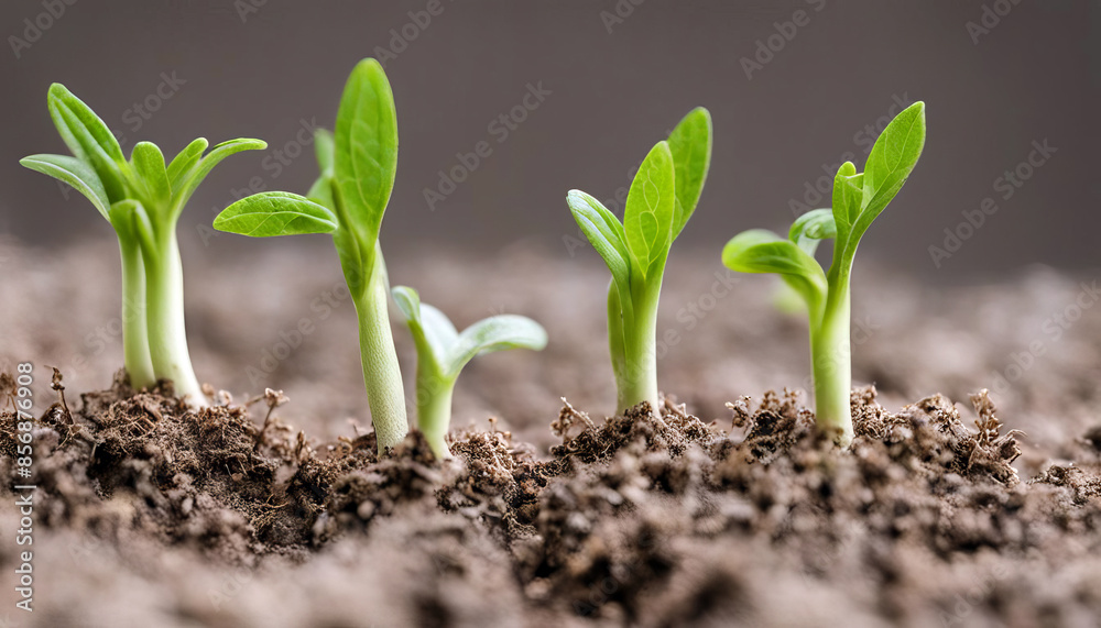 Green seedlings sprouting up from the ground Green seedlings sprouting up from the ground