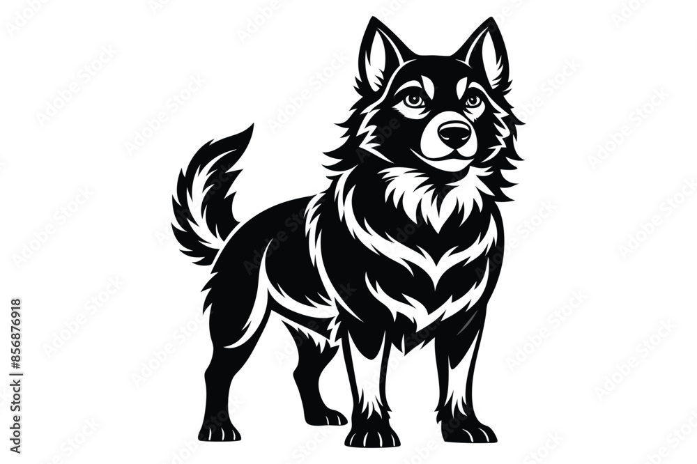 Black and white dog vector silhouette Black and white dog vector silhouette