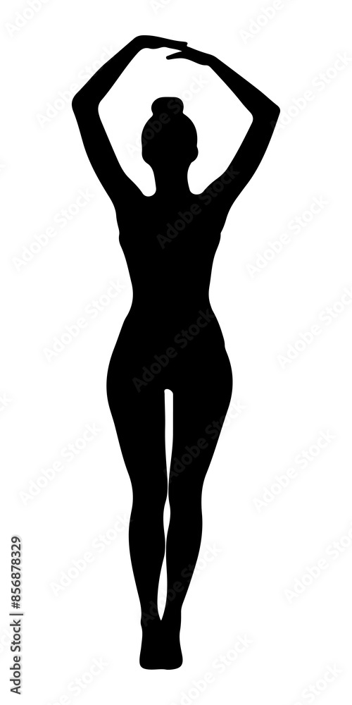 Fototapeta premium PNG Gymnast silhouette dancing white background.
