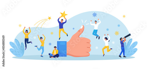 Customer review rating or evaluation. People give feedback. Client choice. Business satisfaction support. User experience or satisfaction, opinion for product or services