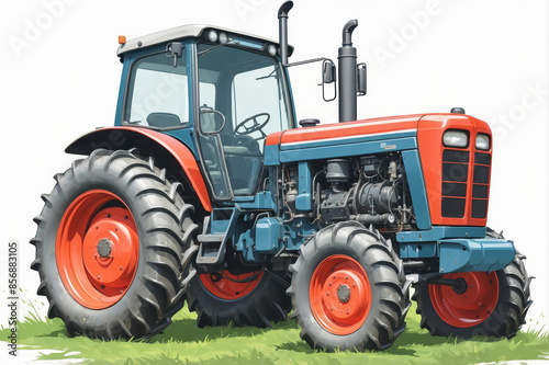 tractor isolated on white, vector art style