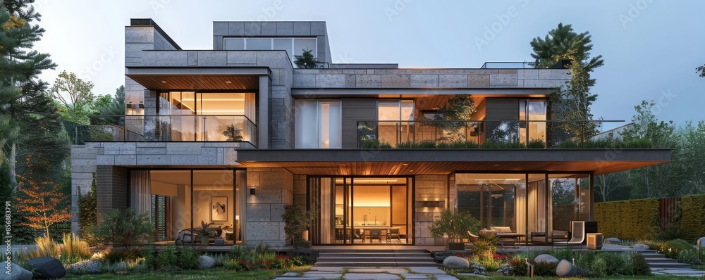 Modern townhouse with a rooftop terrace. Modern townhouse with a rooftop terrace.