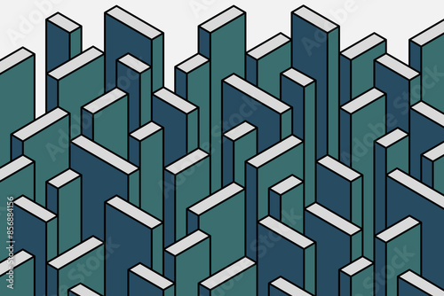Isometric 3d blocks cubes abstract geometric pattern 