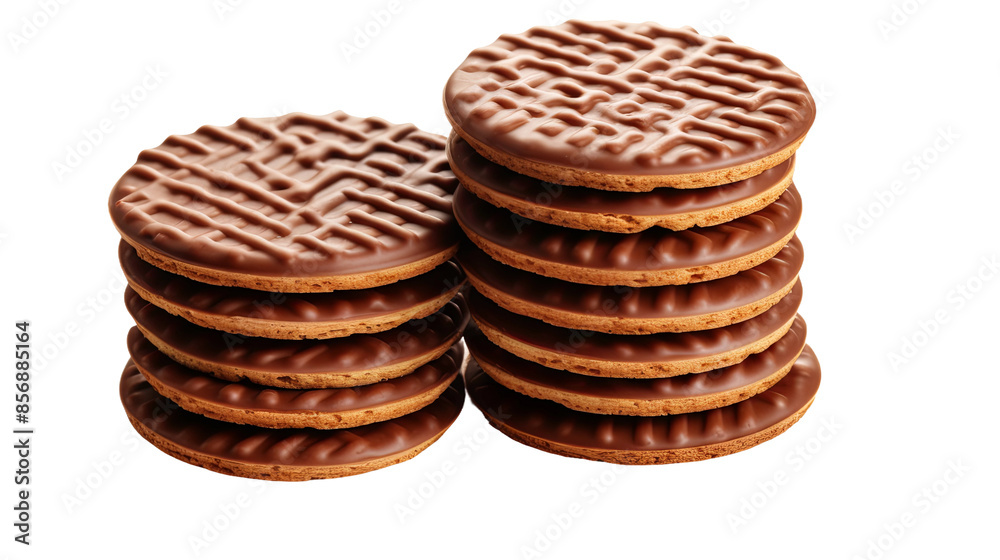 Delightful Crispy Chocolate Covered Wafer Cookie on Transparent Background - Top View 3D Render Delightful Crispy Chocolate Covered Wafer Cookie on Transparent Background - Top View 3D Render