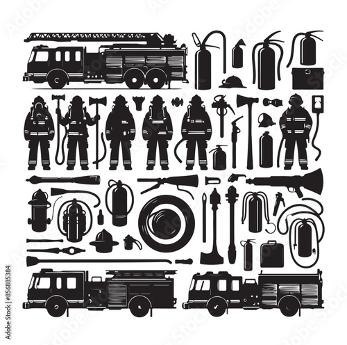firefighter Icons set vector illustration
