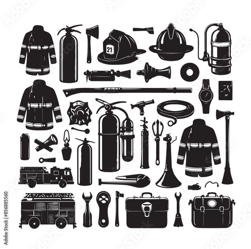 firefighter Icons set vector illustration