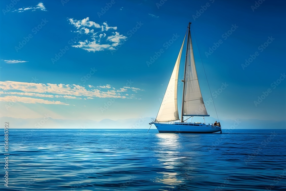 Obraz premium white yacht sailing on the blue sea