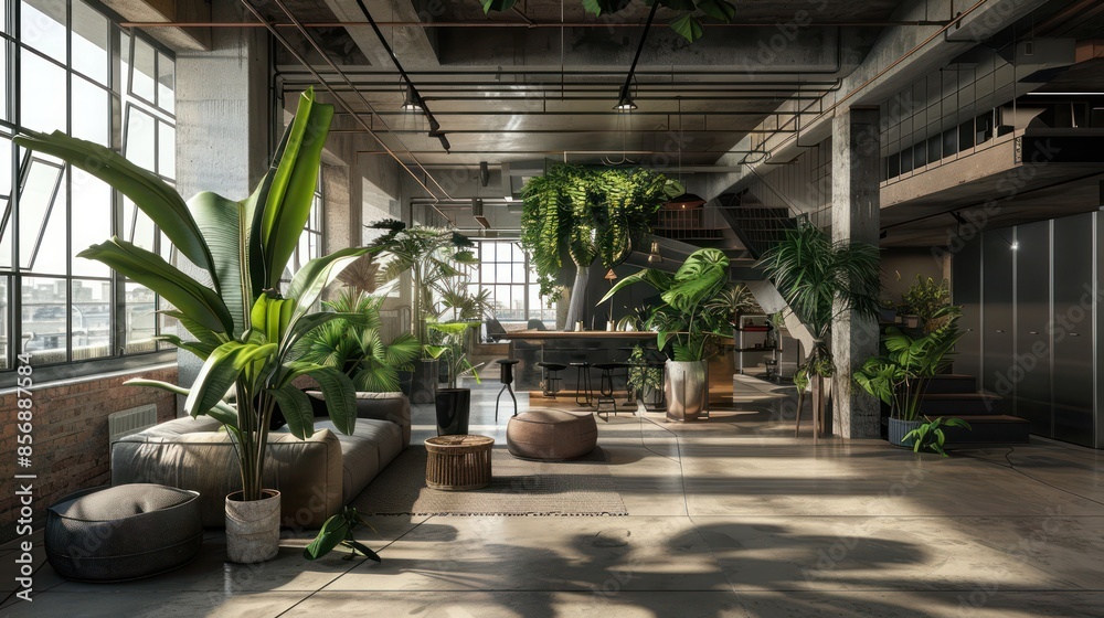 Monstera plants in interior decoration pots decorate the corner of the room