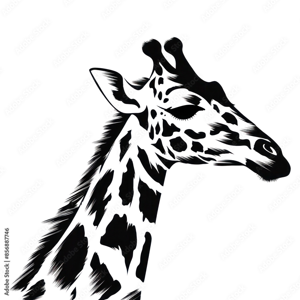 Obraz premium PNG Giraffe pattern on paint brush stroke wildlife drawing animal.
