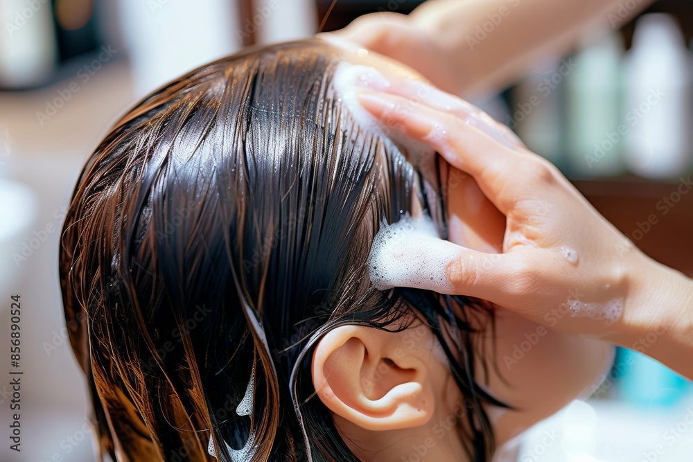 Naklejka premium woman having Hair salon treatment