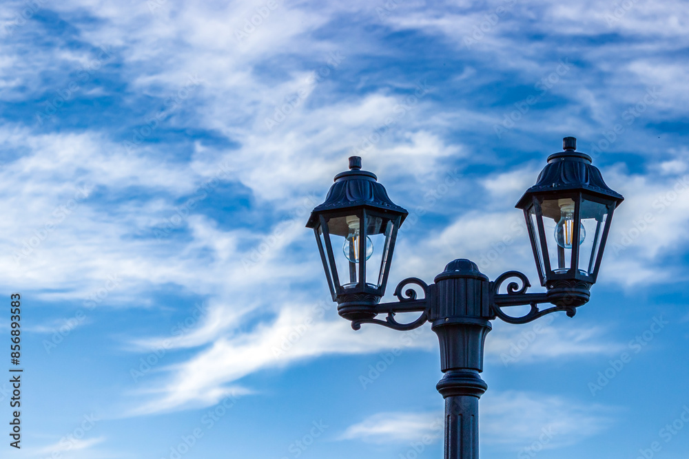 Metal Lamp Decorative Pole With Two Lamps