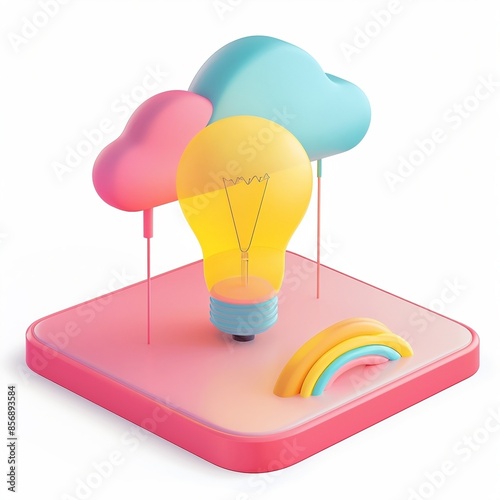 3d linght bulb symbolizing the human brain with ideas