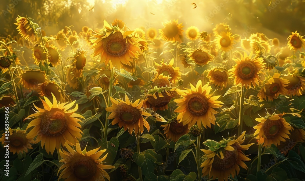 Fototapeta premium Sunlit sunflower patch