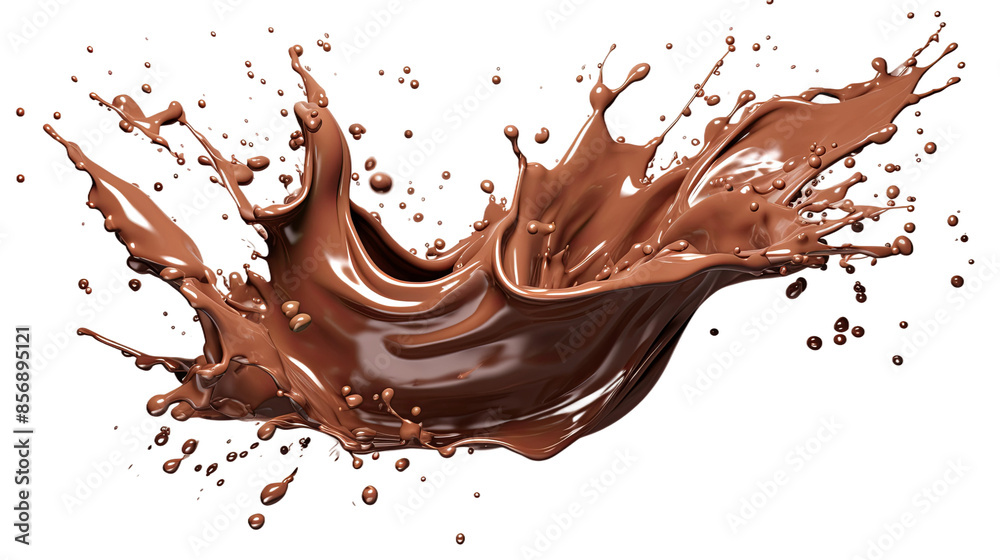 Delectable Chocolate Splash in 3D Rendering Isolated on Transparent Background - Top View Flat Lay Digital Art Delectable Chocolate Splash in 3D Rendering Isolated on Transparent Background - Top View Flat Lay Digital Art