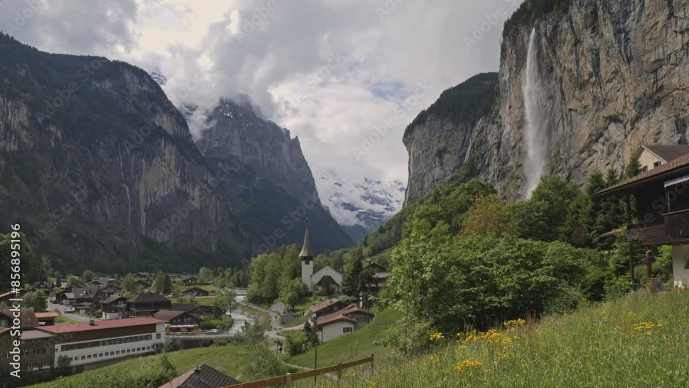 Swiss village Lauterbrunnen in the Alps offers waterfalls and beautiful landscapes, perfect for a tranquil naturefilled vacation Swiss village Lauterbrunnen in the Alps offers waterfalls and beautiful landscapes, perfect for a tranquil naturefilled vacation
