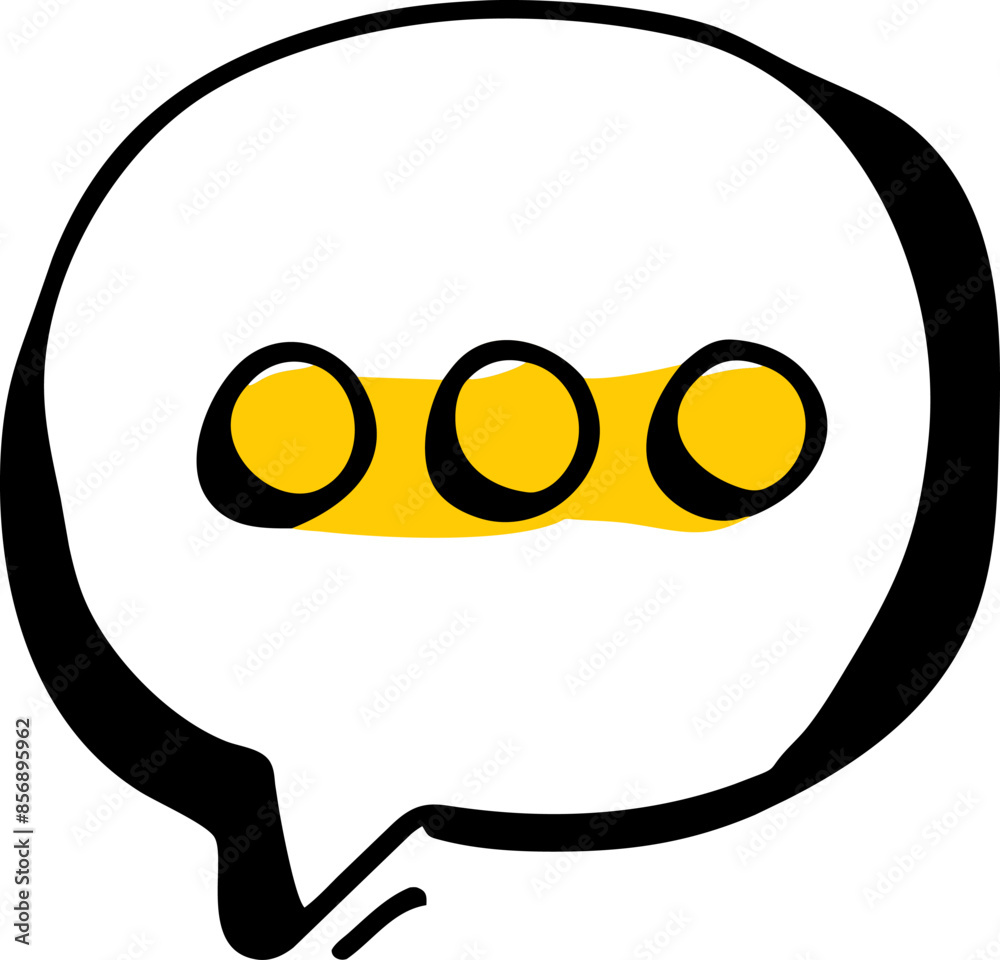 Speech bubble with yellow circles on white background Speech bubble with yellow circles on white background