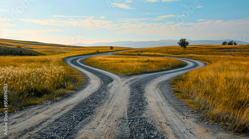 Two roads that diverge on the sides, to the left and to the right