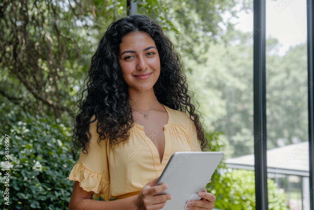 Portrait of businesswoman holding tablet and looking at camera smiling Portrait of businesswoman holding tablet and looking at camera smiling Portrait of businesswoman holding tablet and looking at camera smiling Portrait of businesswoman holding tablet and looking at camera smiling