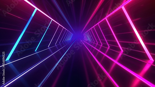 futuristic neon lights abstract digital art vibrant glowing tunnel colors cyberpunk aesthetics