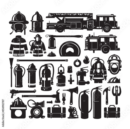 firefighter Icons set vector illustration photo