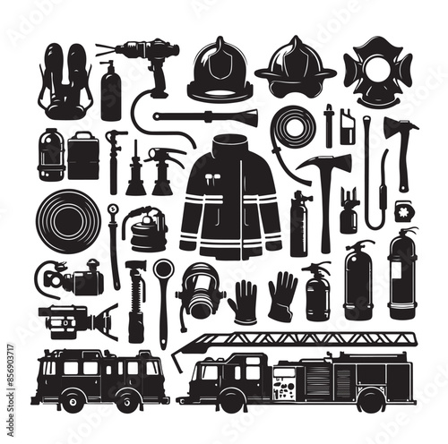 firefighter Icons set vector illustration