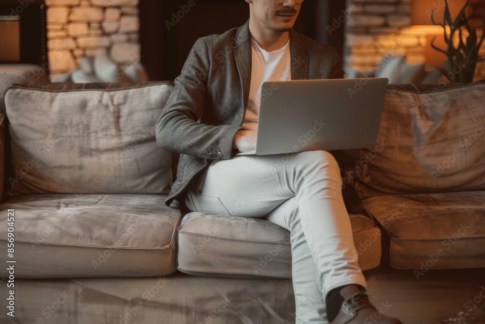 Businessman Businessman sitting on the sofa and using laptop