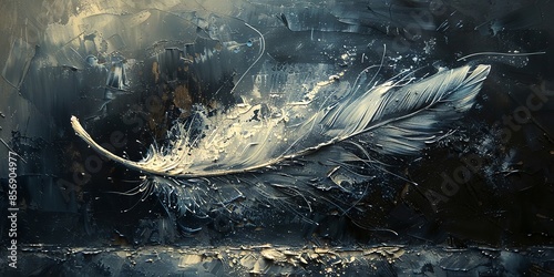 Abstract Feather: A Dream of Light and Darkness on Deep Canvas photo