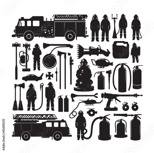 firefighter Icons set vector illustration