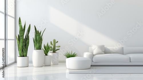 Snake plant vase interior decoration living room, interior design house. © Khoirul
