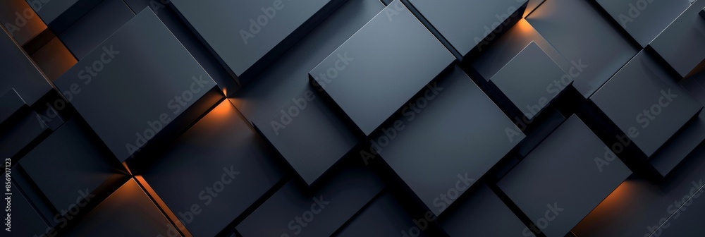 Abstract Dark Squares with Warm Glow