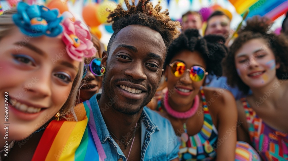 Diverse young friends celebration of Pride festival - LGBTQ community concept. Diverse young friends celebration of Pride festival - LGBTQ community concept.
