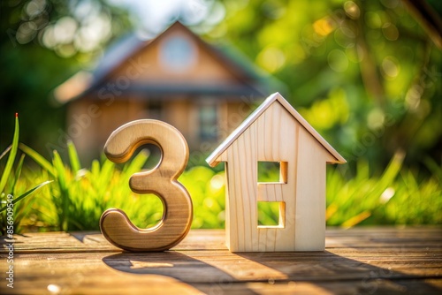 wooden letters with the inscription house and a number. concept of real estate and property.