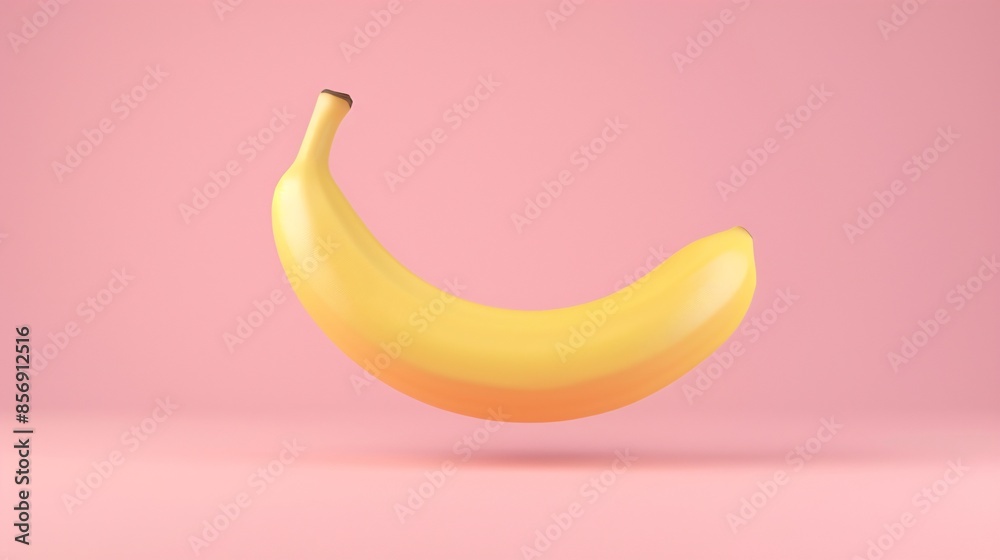 Floating yellow banana against pastel pink background, minimalist and modern food photography concept. 3D Illustration. Floating yellow banana against pastel pink background, minimalist and modern food photography concept. 3D Illustration.