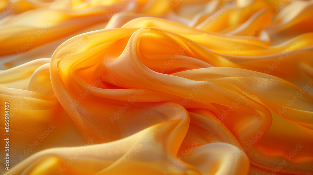 Fototapeta premium Orange silk fabric background. 