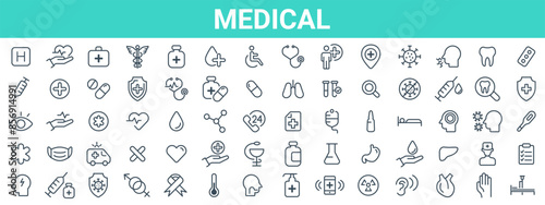Medicine health icons on isplated background. Medicine and health care icons set. Medical symbols collection. Vector illustration EPS 10