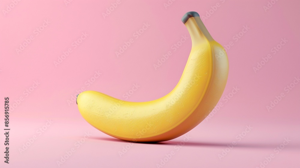 Fresh yellow banana against a pink background. Perfect for healthy food, fruit, diet, and nutrition concepts. 3D Illustration. Fresh yellow banana against a pink background. Perfect for healthy food, fruit, diet, and nutrition concepts. 3D Illustration.