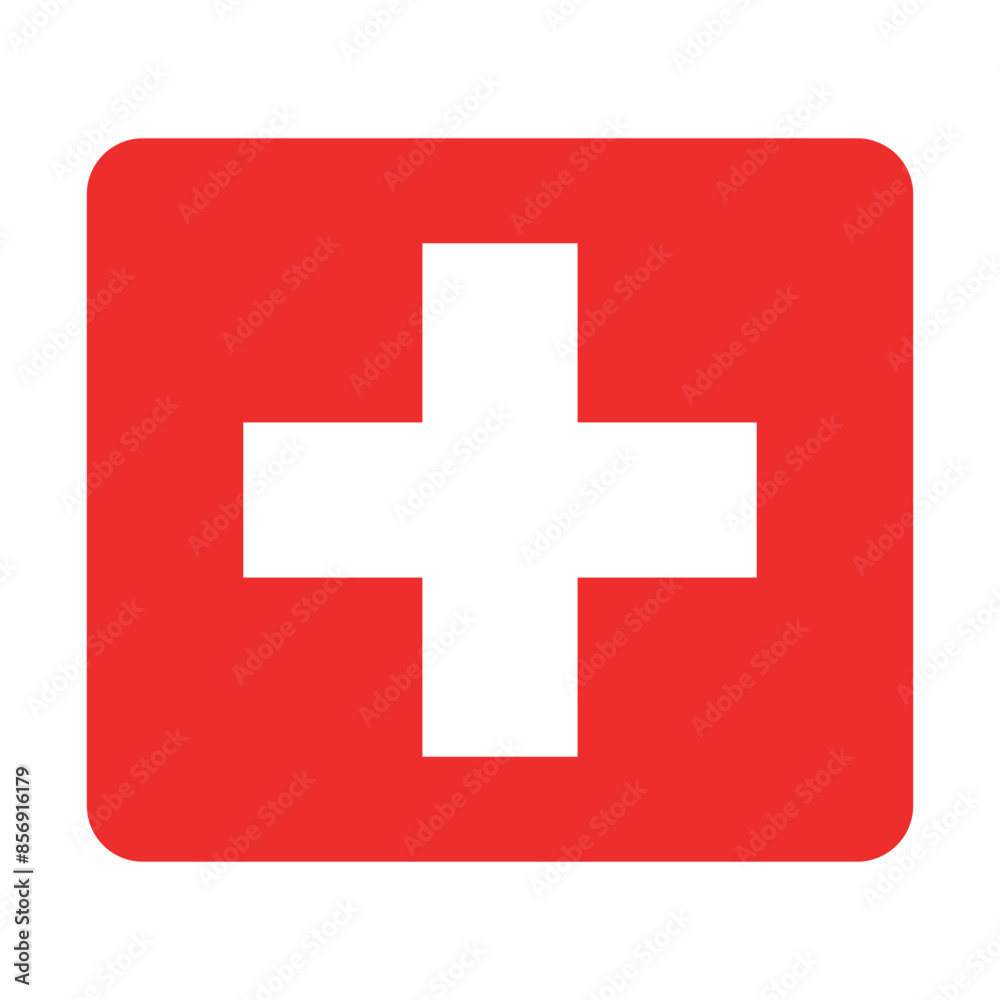 Iconic Medical White Cross Symbol in a Red Circle Iconic Medical White Cross Symbol in a Red Circle