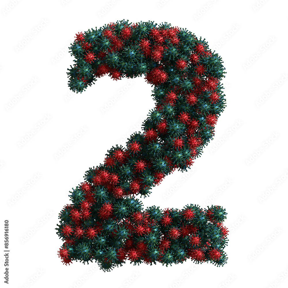 Alphabet made of virus bacteria, number 2