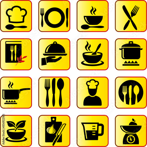  food, icons, vector, set, restaurant, symbol, illustration, coffee, drink, sign, flat, design, pizza, cup, cake, meat, wine, tea, cafe, pictogram