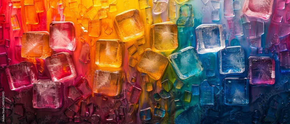 Abstract painting of colorful blocks with a rainbow gradient. Abstract painting of colorful blocks with a rainbow gradient.